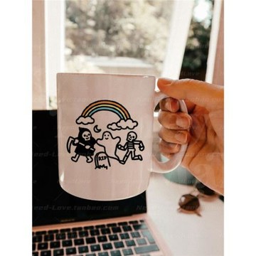 萬圣節可愛幽靈馬克杯精靈魔法帽陶瓷咖啡杯早餐杯搗蛋ins小禮物