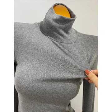 灰色高領打底衫女內搭秋冬2024新款時尚洋氣時髦修身長袖T恤上衣