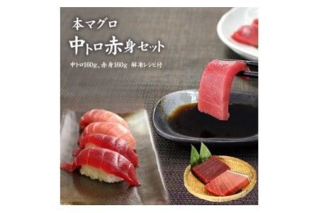 本マグロ中トロ赤身セット320g　解凍レシピ付　1サクずつ真空包装