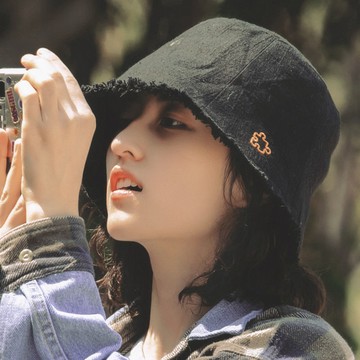 子楓同款帽子夏季遮陽防曬帽復古盆帽黑色拼圖水桶帽大頭圍漁夫帽 5z806