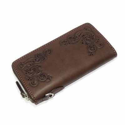 SAAD ラウンドファスナー カービング コンパクト ウォレット ケース