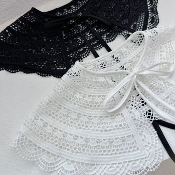 [巴黎精品] 現貨+預購 假領子襯衫領片-刺繡綁帶小披肩薄款女裝配件2色a1gg56