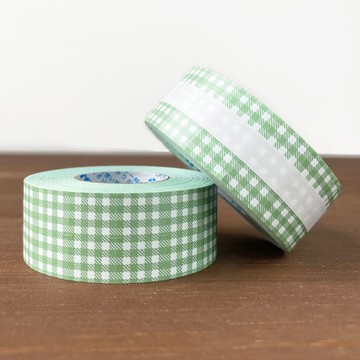 標籤貼紙 格子布 塵灰綠 日本製 標籤貼紙 捲式貼紙 ls-041