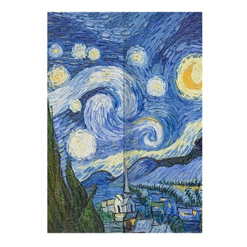 棉麻門簾風水簾 長款  梵谷 星空 藍色  85 x 120cm