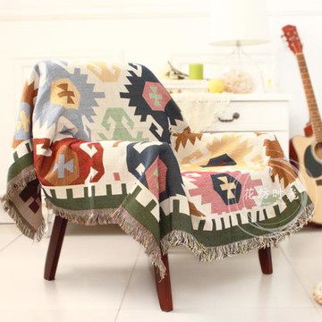 波西米亞兩面用棉線沙發巾蓋布文藝全包組合沙發罩套床尾多用線毯