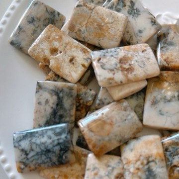 拾悦手作材料/表面有坑隨機出貨不挑選/約26x18mm天然樹皮瑪瑙直孔長方片/串珠DIY半成品/散珠/配珠配飾/台灣現貨