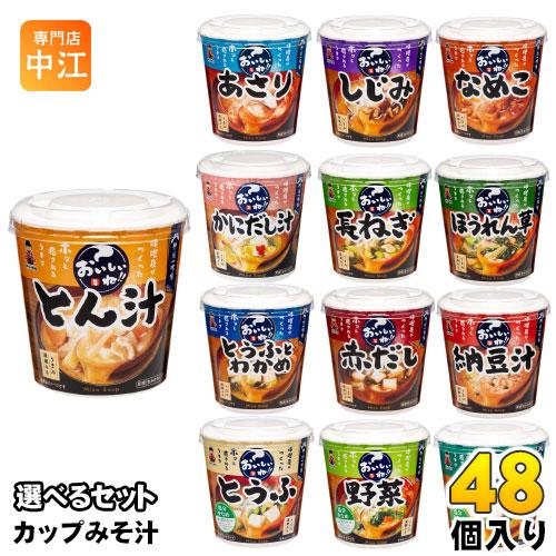 神州一味噌 カップみそ汁 おいしいね!! 選べる 48個 (6個×8) おみそ汁 味噌汁 即席 とん汁 豆腐 わかめ しじみ 野菜 あさり 簡単 手軽 インスタント 長ねぎ