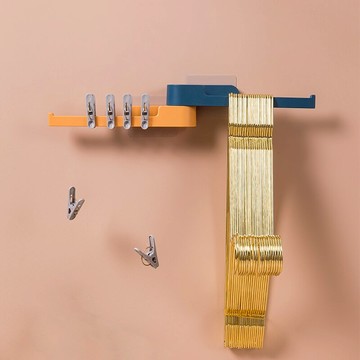 多功能衣架收納神器 墻上壁掛式整理架 陽臺免打孔衣架掛鉤收納架