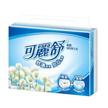 【可麗舒】柔韌抽取衛生紙100抽x12包x6串