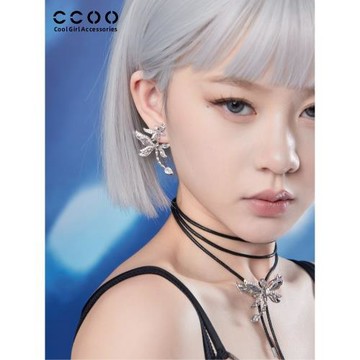 CC&OO原創設計竹蜻蜓系列925銀耳針前后戴兩用耳釘小眾獨特耳環