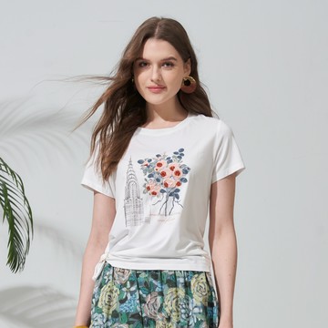 CLL巧玲瓏 玫瑰插畫圖案上衣 7353103