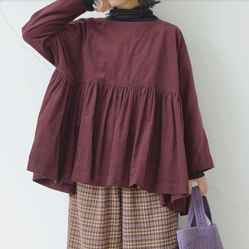 日系燈芯絨大襬娃娃衫上衣167593
