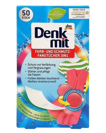 【德國 DM Denkmit】(4盒入)防染布洗衣吸色布(彩色)50片/盒