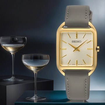 SEIKO 精工 CS系列優雅時尚方形腕錶/金X灰/26mm (4N30-00L0K/SWR090P1)