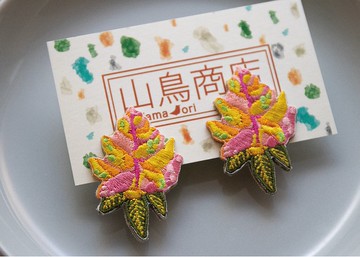 【刺繍ear accessory】黃-芒果-
