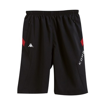 KAPPA義大利小朋友吸濕排汗速乾緯彈單層半短褲~黑 大紅