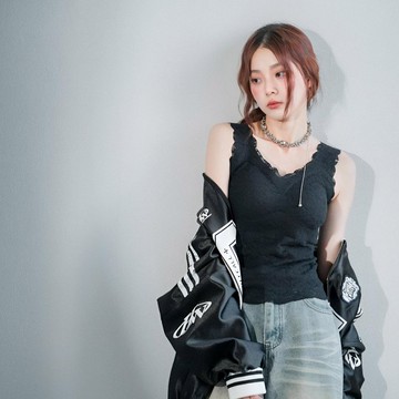 現貨★法式蕾絲V領磨毛背心罩杯不可拆(共3色)1007 【NR2099】