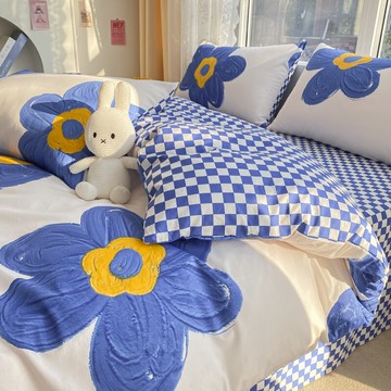 ins田園風純棉四件套100全棉北歐被套學生宿舍三件套床上用品床單