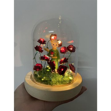 小王子與玫瑰花叢小夜燈手工diy材料包圣誕情人節朋友生日禮物