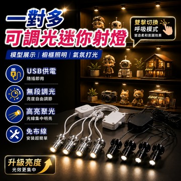 超長4米線【宅宅照明五金】一對多可調光公仔投射燈 迷你小射燈 展示櫃射燈 打光燈 魚缸燈 投光燈酒櫃燈LED聚光展示燈