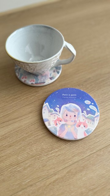 【現+預】多種插畫陶瓷吸水杯墊-Petit à petit系列