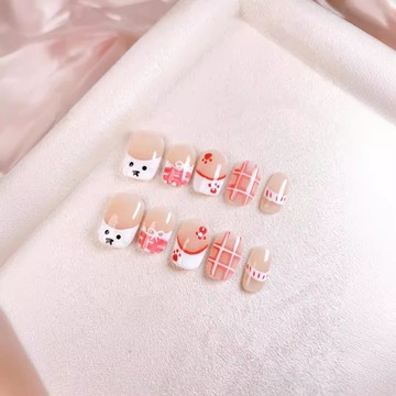 🎉Hannah🎉新品來襲奶fufu軟萌可愛貓爪爪純手工穿戴甲短款學生美甲貼片假指甲可拆卸IIK29