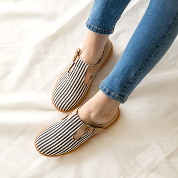 僅剩35號-女子生的日常厚底鞋-海軍條紋。Bubble Nara波波娜拉 YA10406