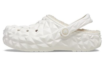 CROCS CLASSIC LINED GEOMETRIC CLOGS WHITE