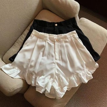 【特大尺碼】(40-150kg)2-300斤胖mm荷葉邊短褲女夏設計感小眾高腰顯瘦百搭闊腿運動褲insvk1