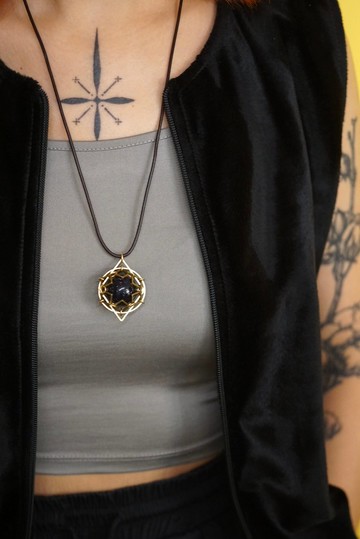 藍砂石 項鍊 頸鏈 黃銅項鍊 型格 情人節禮物 星球 星空 宇宙