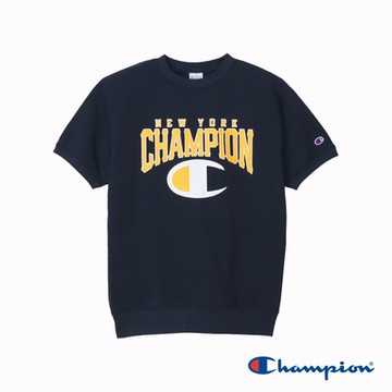 Champion-純棉拱型學院字體印花短袖Tee-男(深藍色)