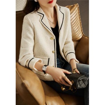 哥家新款商場專柜女裝2025年春秋季修身小香風羊毛短款開衫外套女