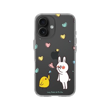 iPhone 16 Clear 透明 - 懶散兔與啾先生 Lazy Rabbit and Mr.Chu - Bubble