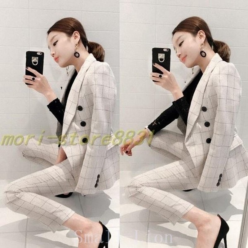 レディースチェック柄スーツ2点セットパンツスーツフォーマル通勤ol韓国風おしゃれ結婚式お呼ばれ代30代フォーマルレディーススーツ 通販 Lineポイント最大0 5 Get Lineショッピング