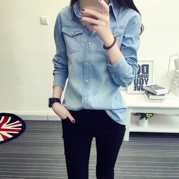 牛仔襯衫女長袖2023年春裝新款設計感小眾襯衣內搭外穿薄款外套潮