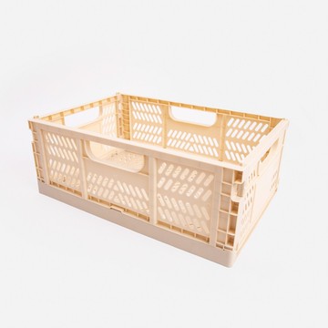 可折疊收納籃L 米白