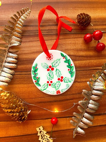 手繪陶瓷聖誕裝飾 (冬青)