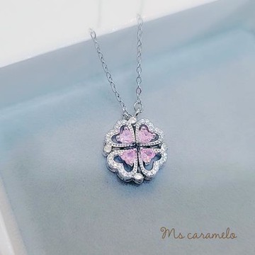 【焦糖小姐 Ms caramelo】925純銀鍍K白(愛心粉紅色鋯石)