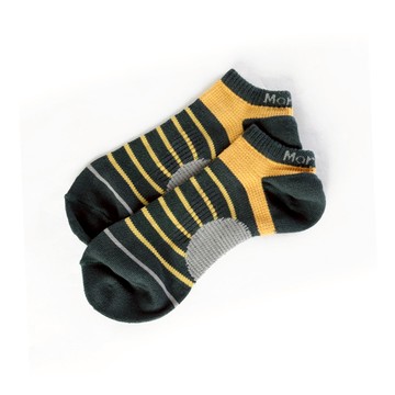 FootSpa輕護足弓透氣運動船襪-條紋 - L綠黃