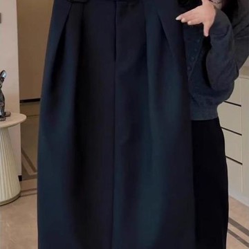 黑色西裝裙花苞裙女秋季流行新款爆款顯瘦遮肉洋氣百搭開叉半身裙