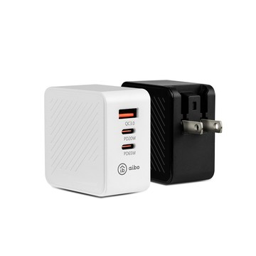 aibo GaN氮化鎵 PD65W 三孔快速充電器(PDx2+QC3.0x1)