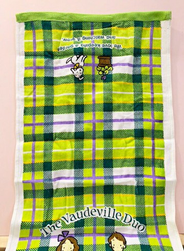 【震撼精品百貨】The Vaudeville Duo 艾帝Eddy & 艾咪Emmy 三麗鷗長毛巾/浴巾-綠格#18071 震撼日式精品百貨