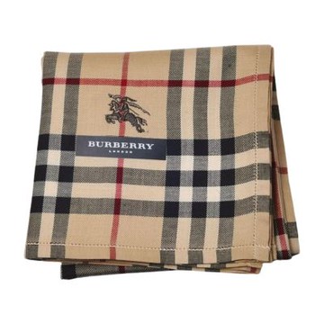 BURBERRY 經典駝色格紋戰馬圖騰刺繡LOGO帕領巾(48CM)