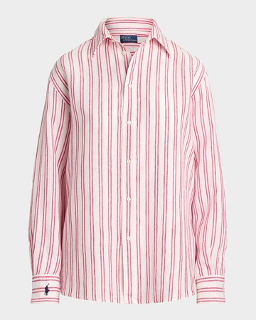 Oversized Fit Striped Linen Shirt