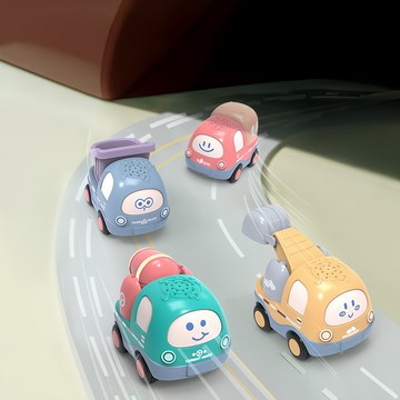 Jane&Nini Toy 迴力車套裝 (4個) 工程卡通車  耐摔抗衝擊  萌趣造型  易抓握設計  1組