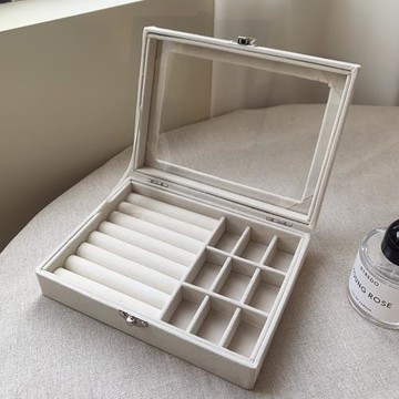 精致首飾盒飾品防塵耳飾耳環耳釘項鏈戒指手表絲絨便捷收納盒新款
