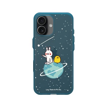 iPhone 17 Clear (相機按鈕) 夜幕藍 - 懶散兔與啾先生 Lazy Rabbit and Mr.Chu - 小宇宙