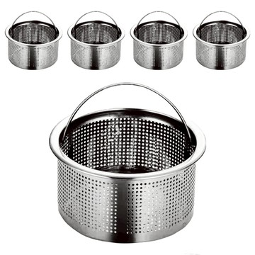 FANCY LIFE 不鏽鋼水槽過濾網 手提款  5個  銀色
