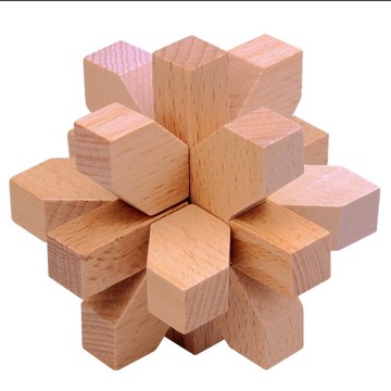 益智玩具 兒童玩具 魯班鎖 玩具 免運速發 開發票 益智孔明鎖櫸木鎖-梅花鎖!解環邏輯思維玩具成人魯班鎖木制