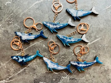 松木海浪鯨魚吊飾